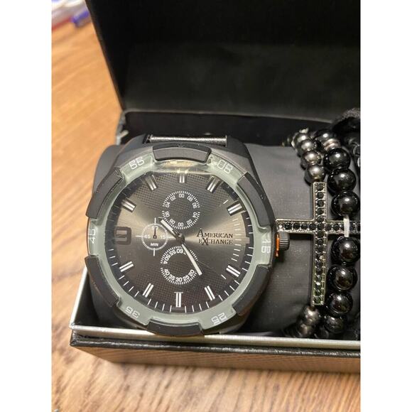 American Exchange Men's Watch & Assorted Stackable Bracelets - Picture 3 of 3